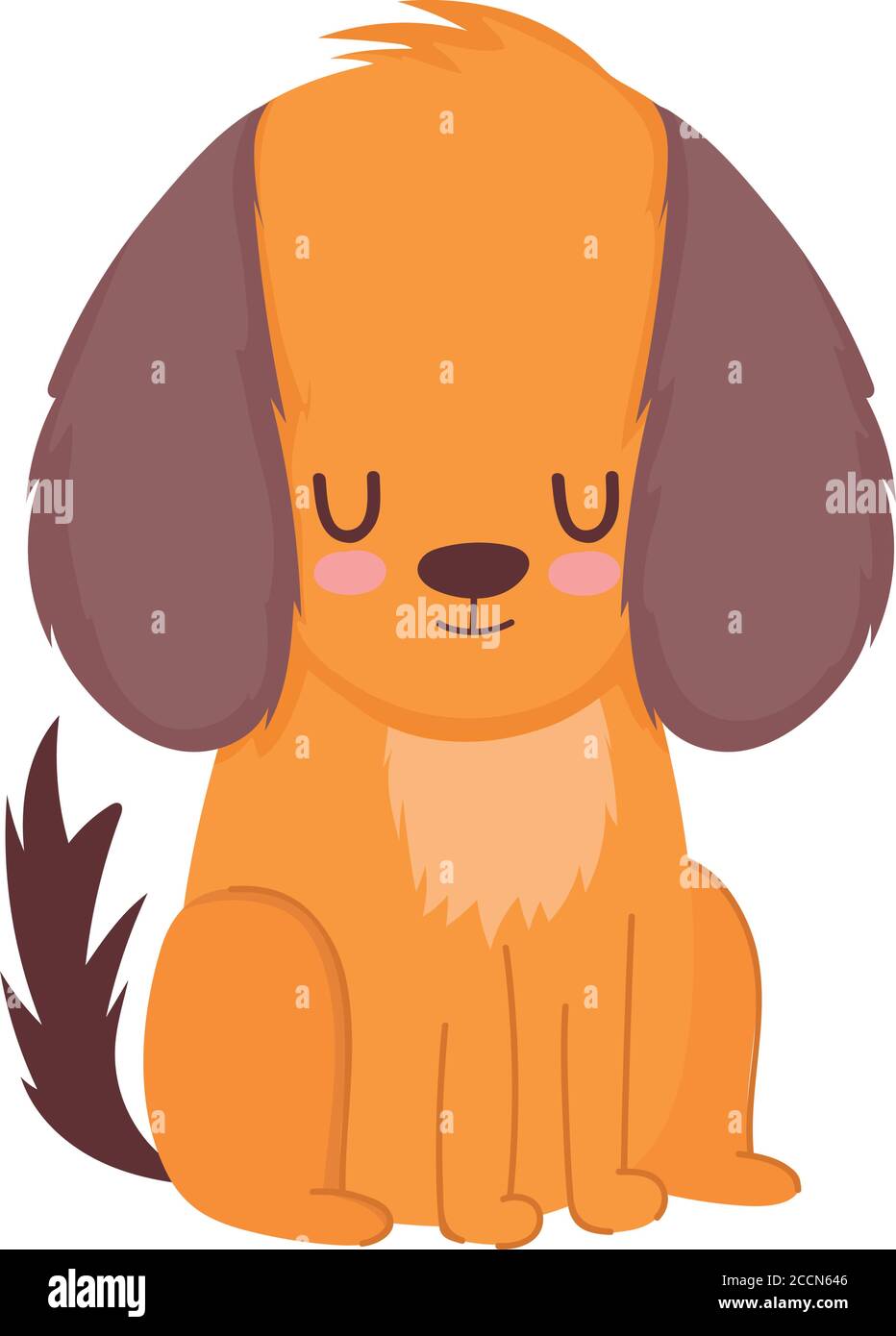 cute little dog sitting cartoon isolated white background design vector ...