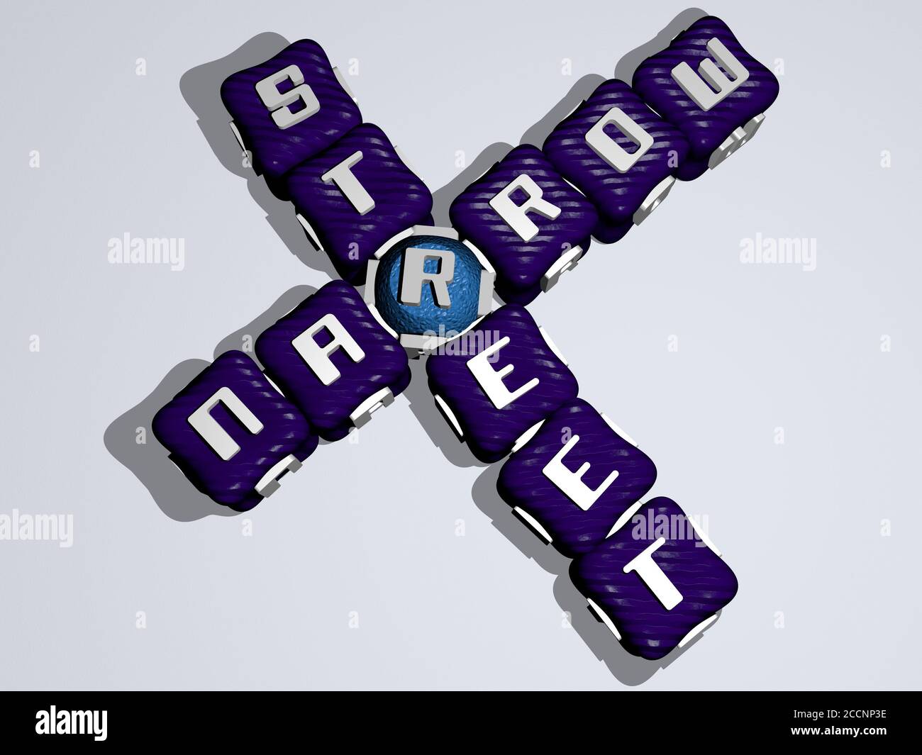 narrow street crossword of colorful cubic letters 3D illustration narrow street crossword of colorful cubic letters 3D illustration