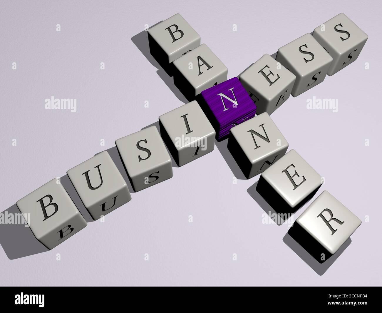 business banner crossword by cubic dice letters, 3D illustration Stock