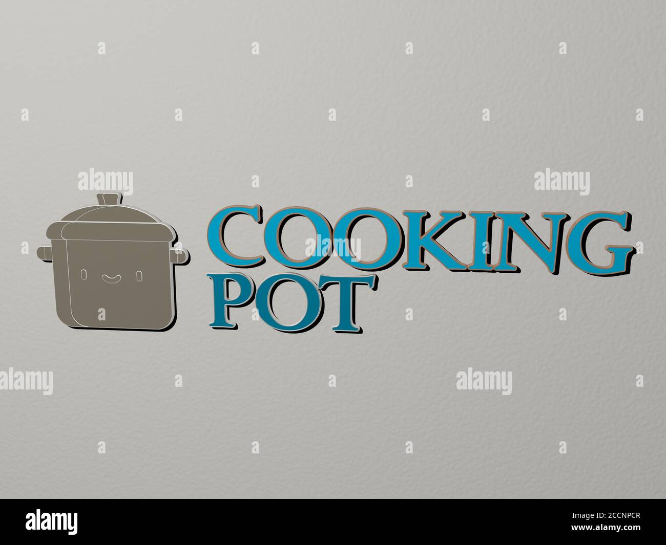 cooking pot icon and text on the wall, 3D illustration Stock Photo - Alamy