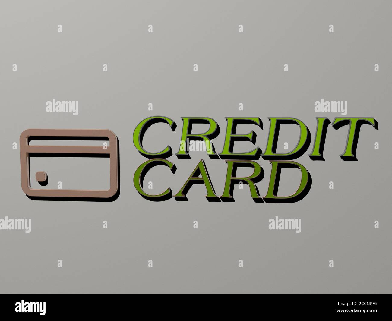 CREDIT CARD icon and text on the wall, 3D illustration Stock Photo - Alamy