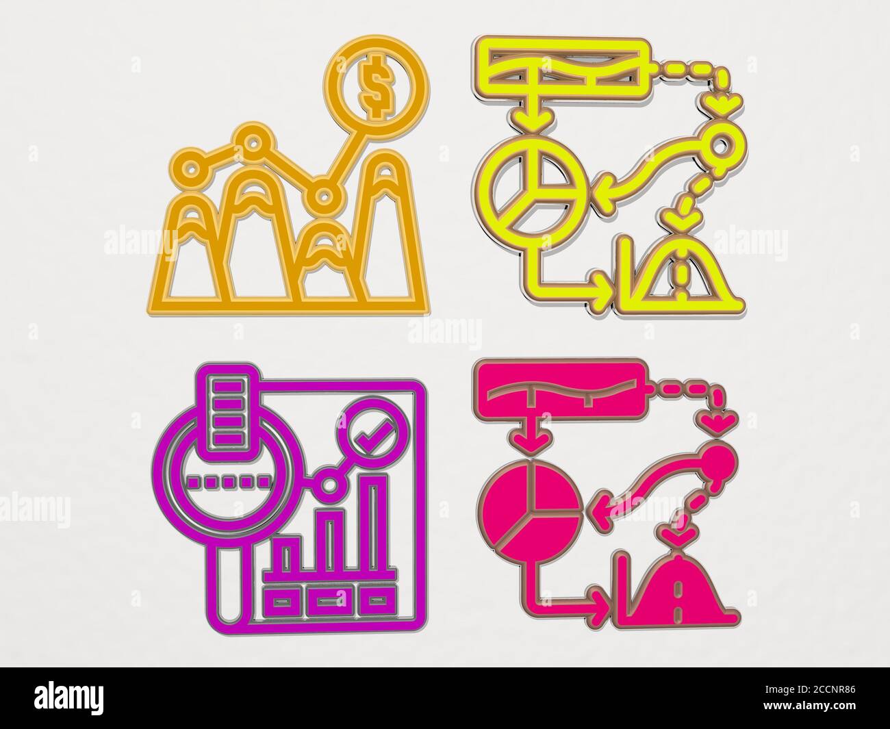 DATA ANALYTICS 4 icons set, 3D illustration Stock Photo - Alamy