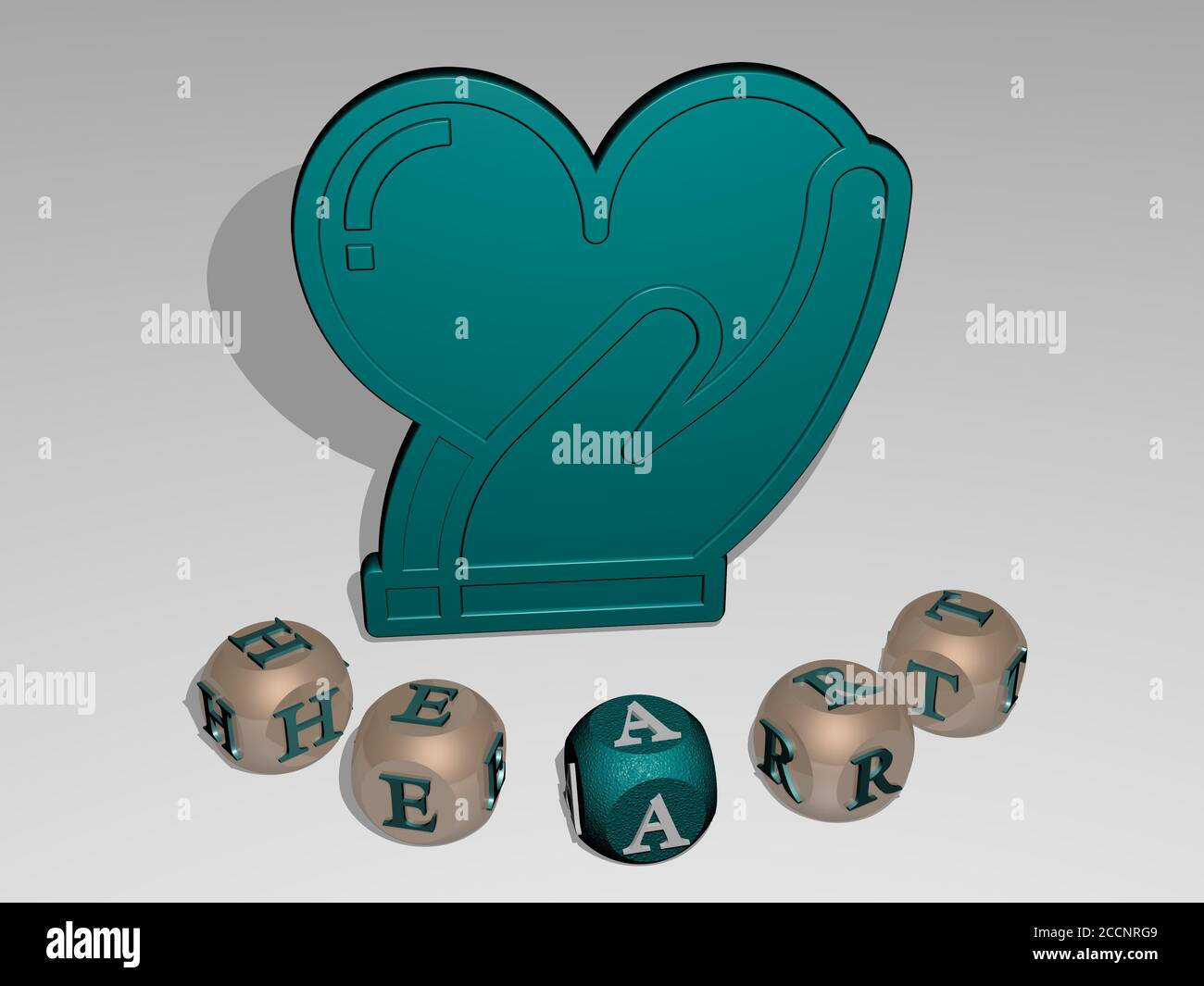 heart round text of cubic letters around 3D icon, 3D illustration Stock ...