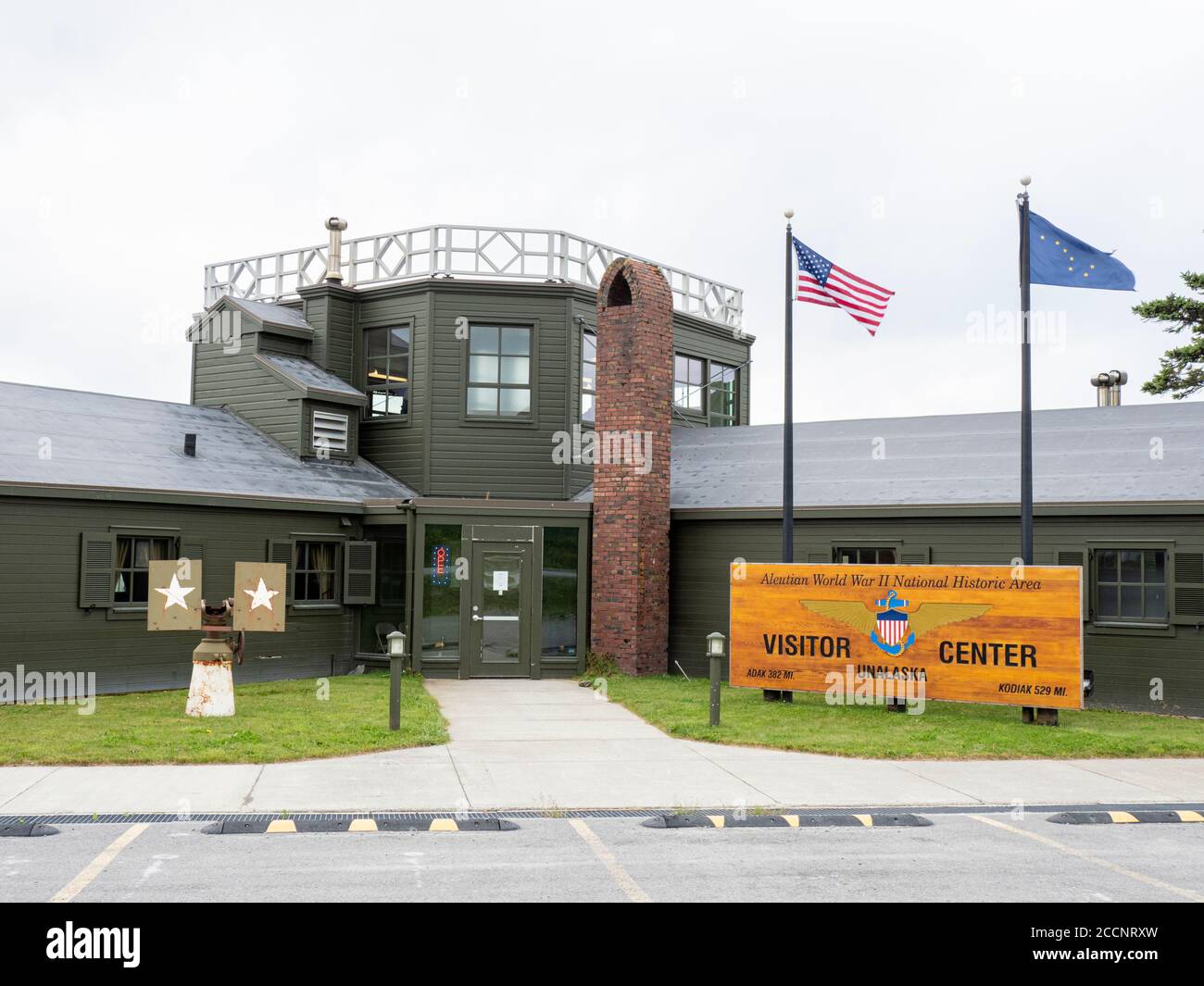 The Aleutian WWII National Historic Area Visitor Center in Dutch Harbor, Unalaska Island, Alaska. Stock Photo