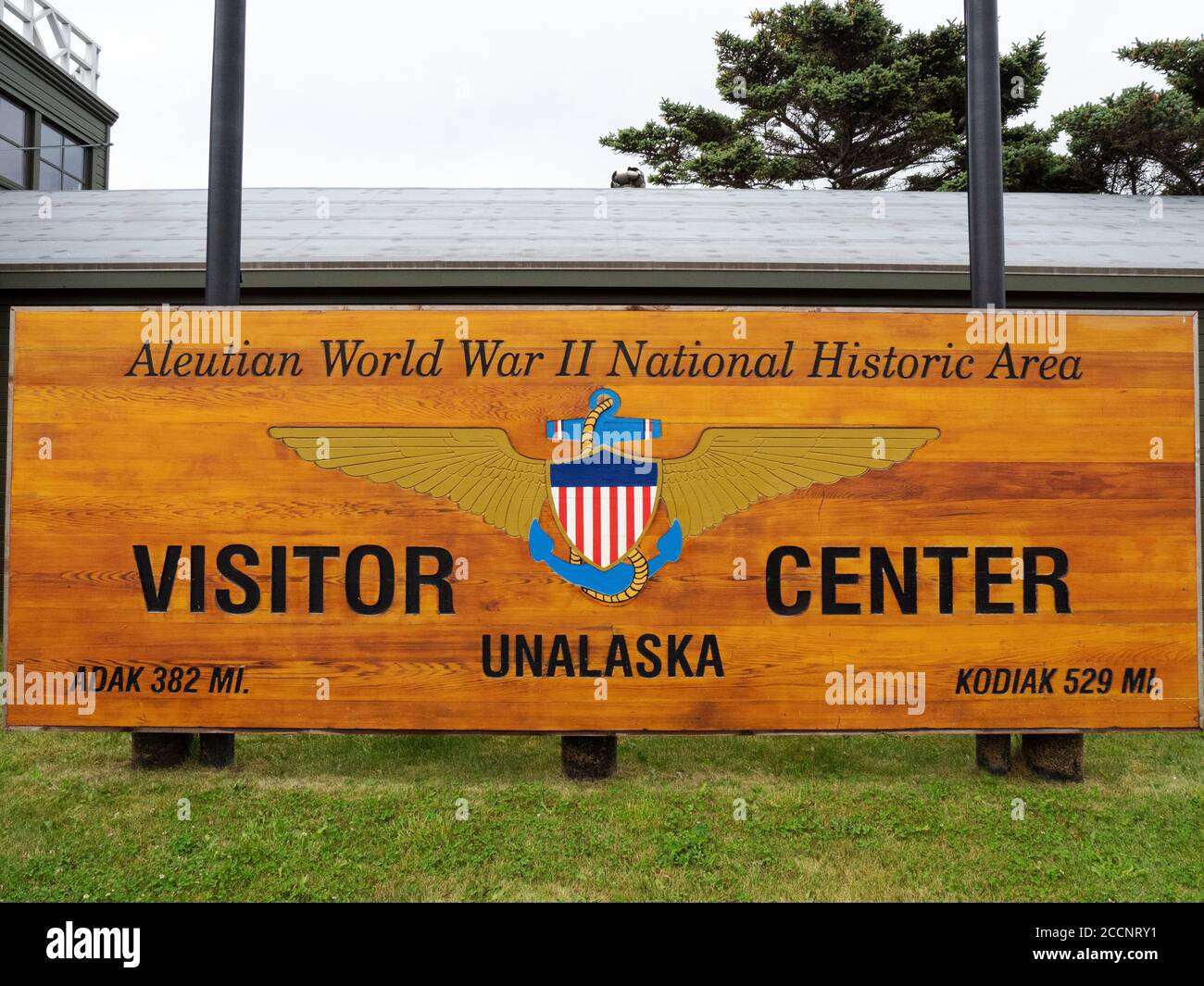 The Aleutian WWII National Historic Area Visitor Center in Dutch Harbor, Unalaska Island, Alaska. Stock Photo