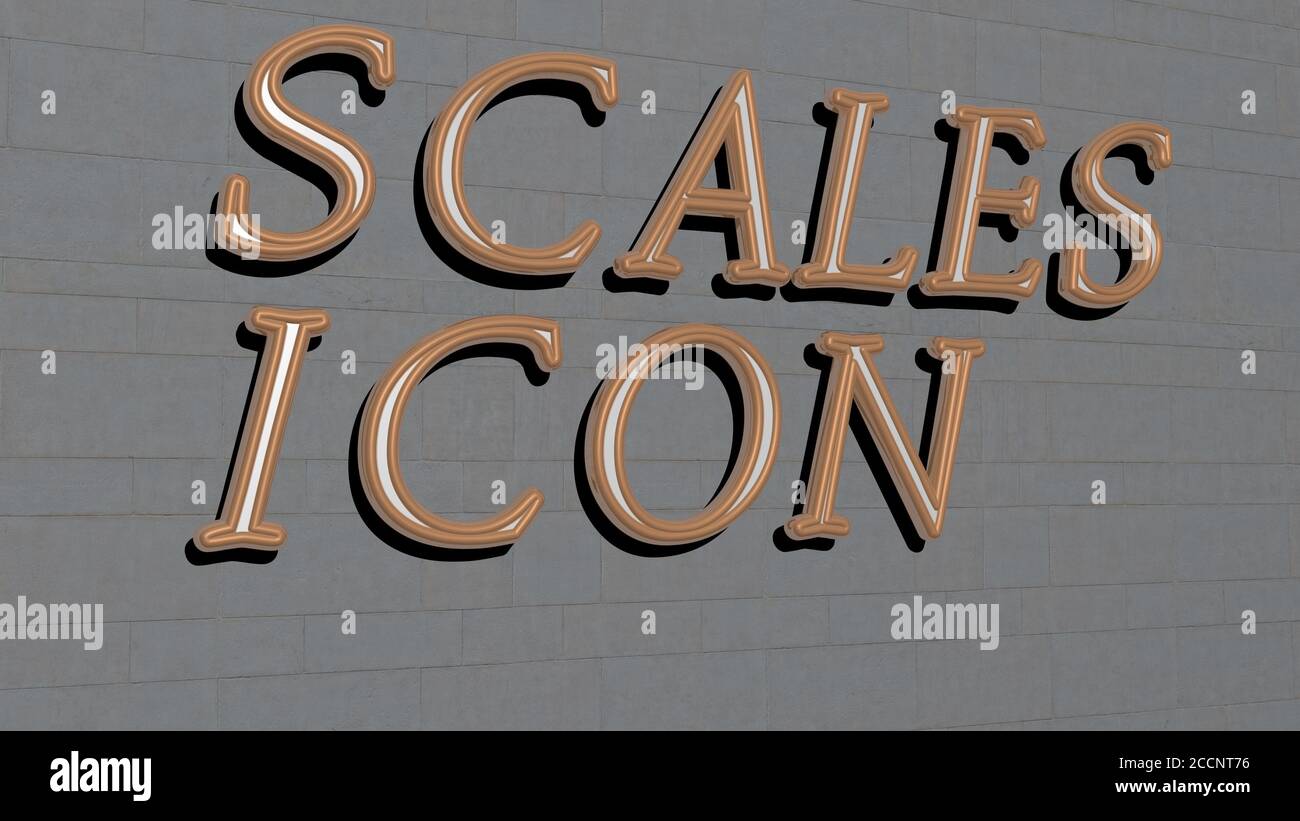 SCALES ICON text on textured wall, 3D illustration Stock Photo - Alamy