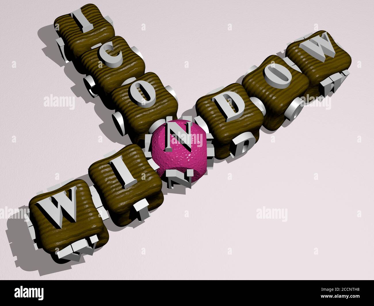 WINDOW ICON crossword of colorful cubic letters, 3D illustration Stock