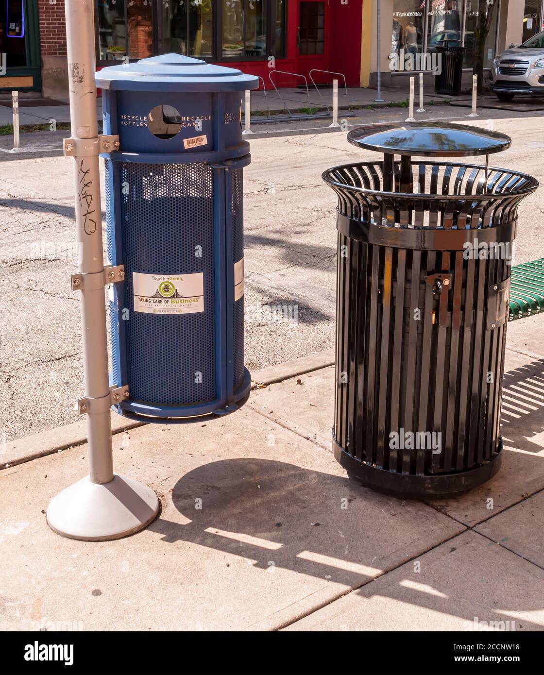 Trash Cans Neighborhood High Resolution Stock Photography and 