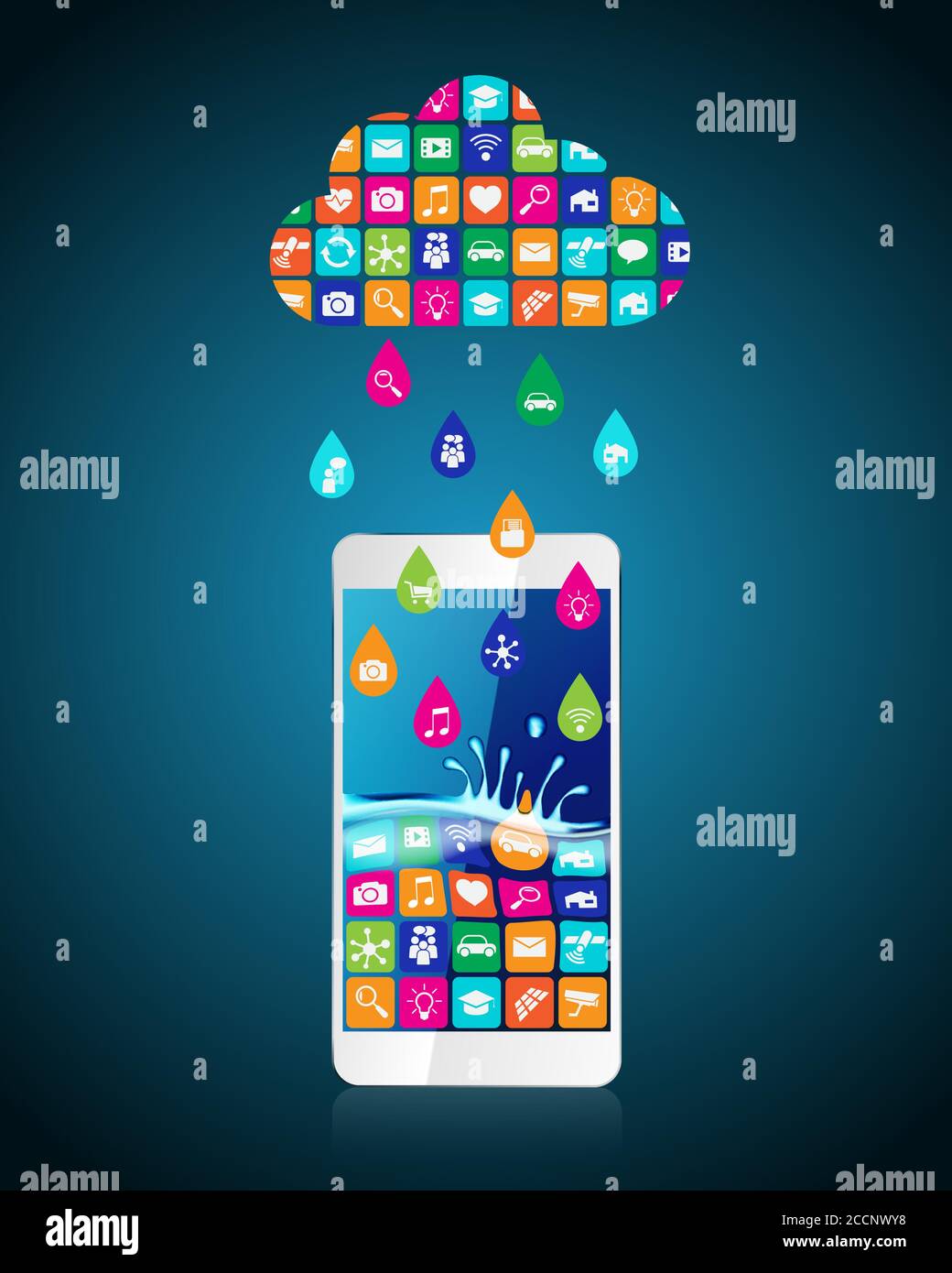 Rain from mobile apps: applications in the form of drops downloaded and ...