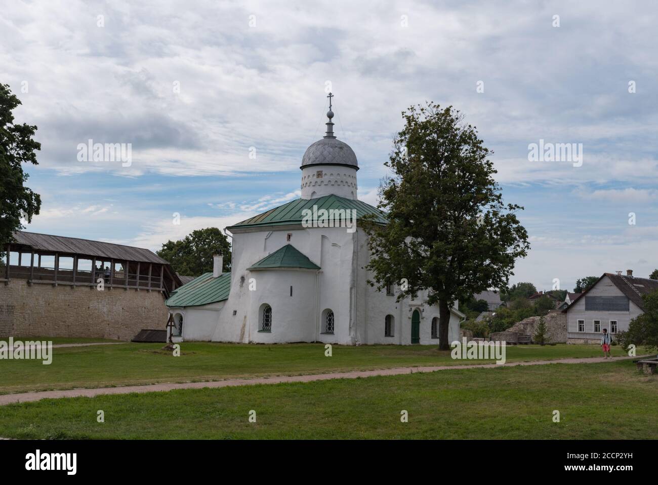 Ancient orthodox church of St. Nicholas in the Izborsk fortress. Izborsk, Pskov region, Russia. Stock Photo