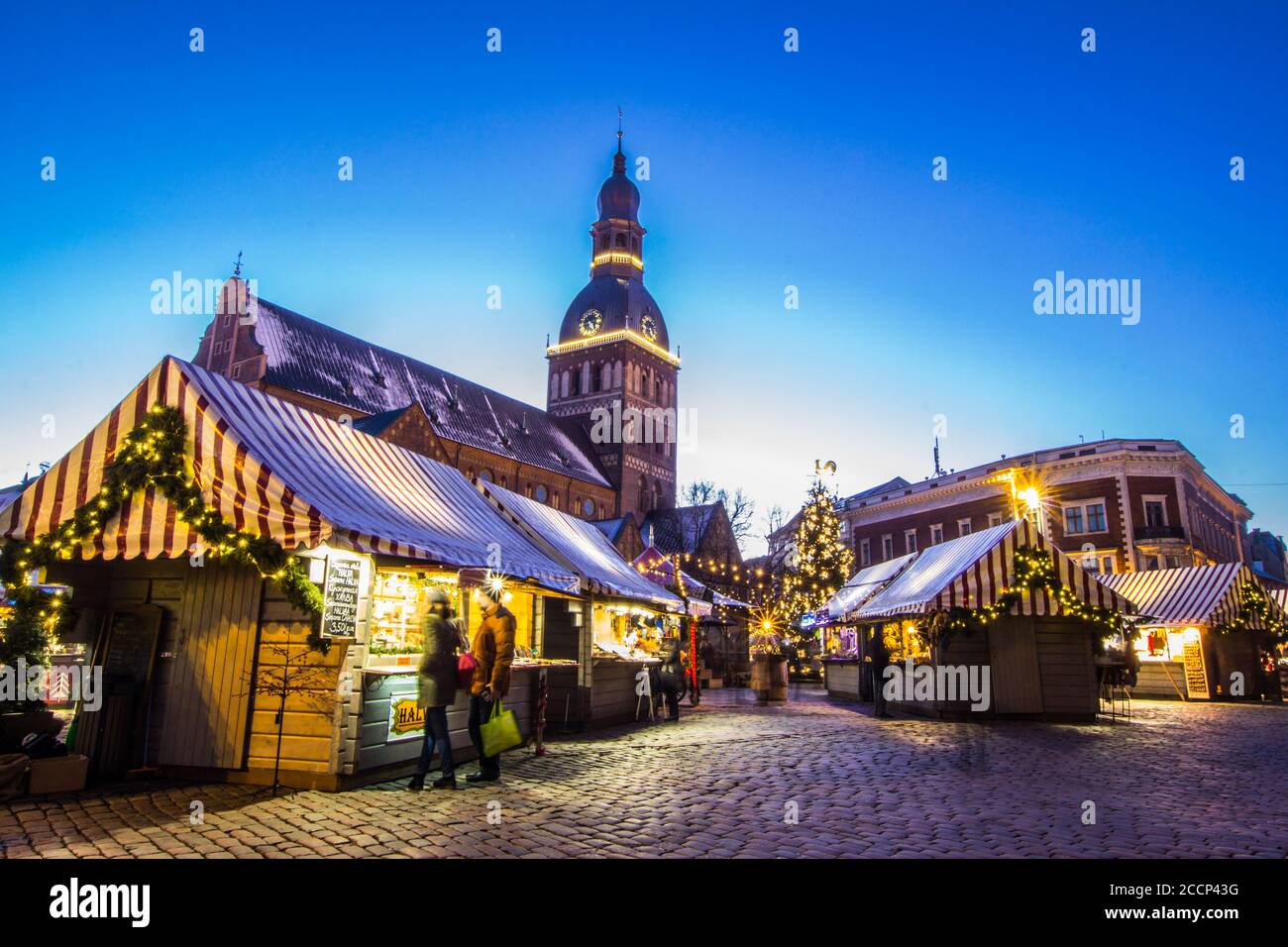 RIGA, LATVIA - JANUARY 7, 2017: Christmas Market at the Dome Square in ...