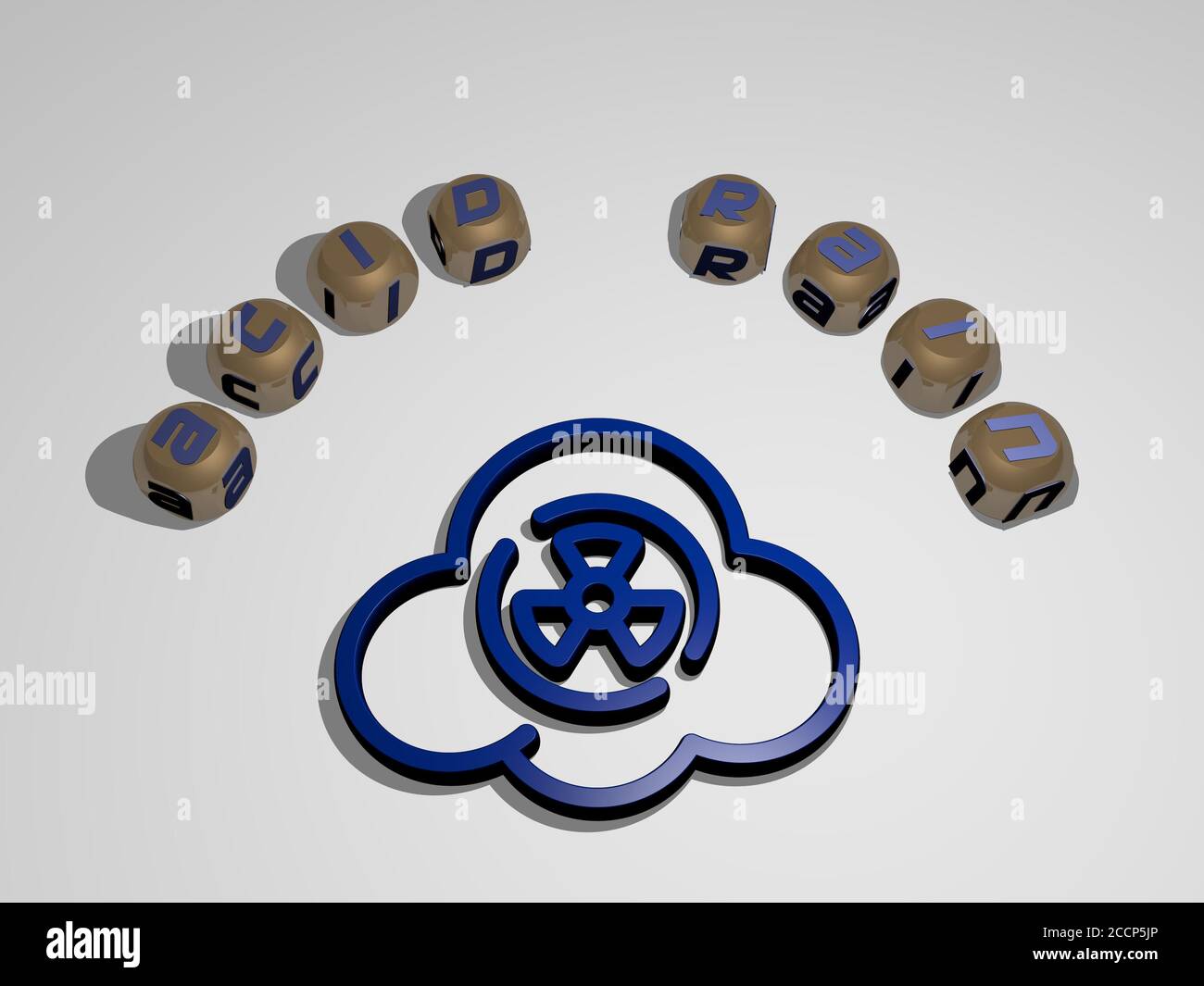 acid rain 3D icon surrounded by the text of cubic letters, 3D illustration Stock Photo