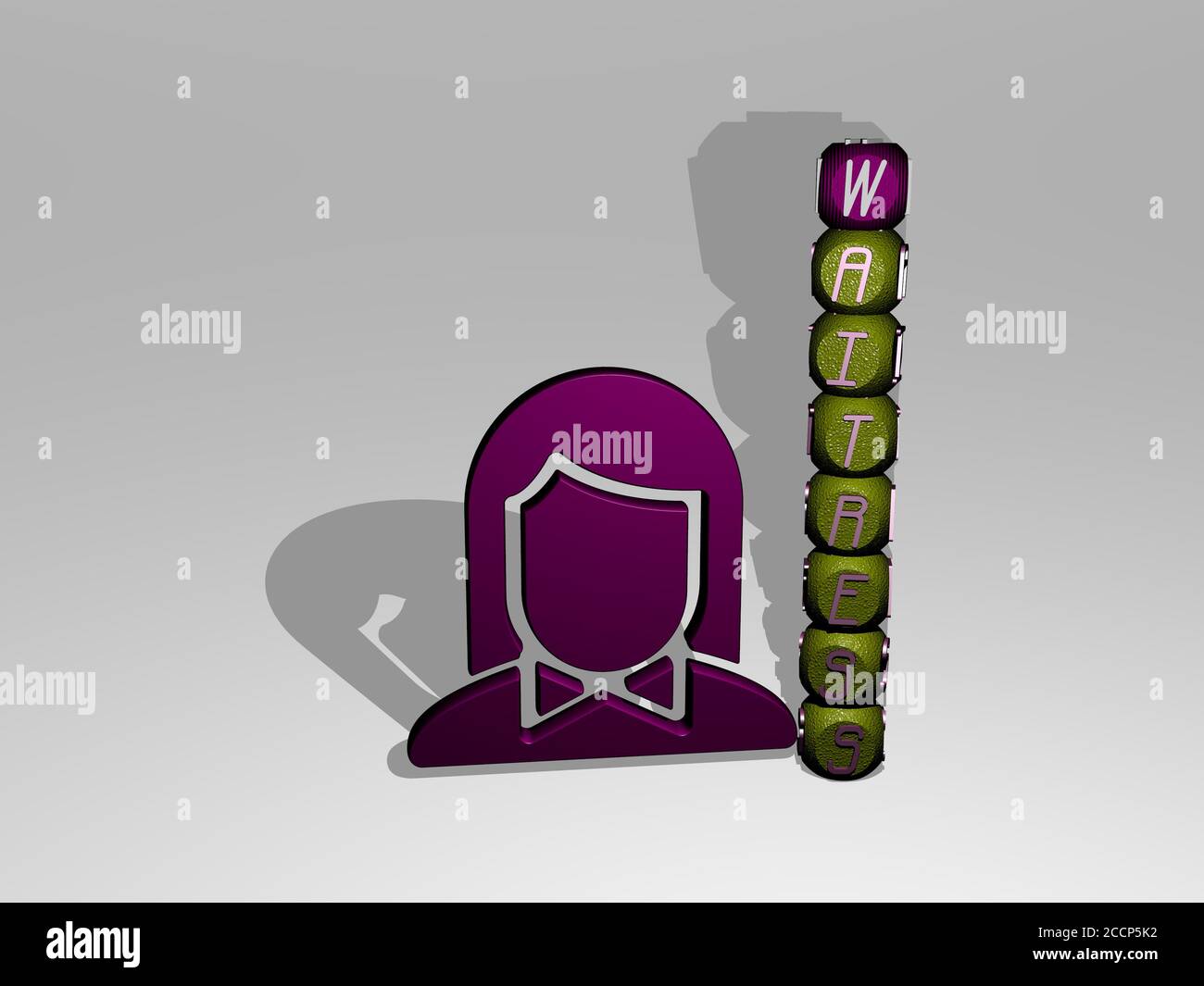 waitress text beside the 3D icon, 3D illustration Stock Photo - Alamy