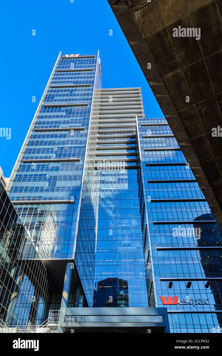 Westpac Place, a skyscraper in Sydney, Australia. This is the headquarters of Westpac, a major Australia / NZ bank. May 30 2019 Stock Photo