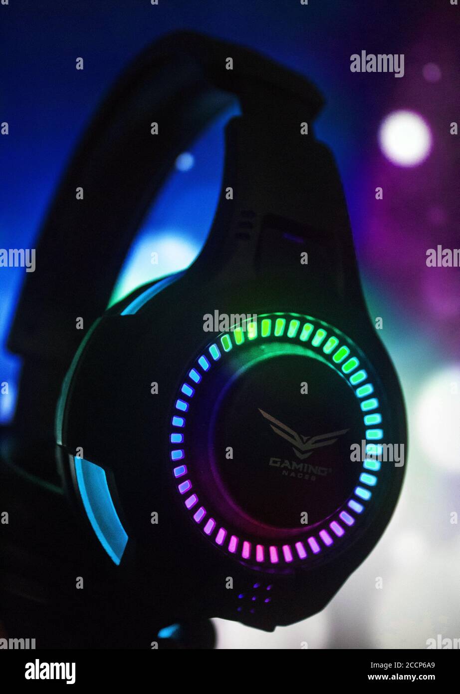 A headset with lights on colors Stock Photo Alamy