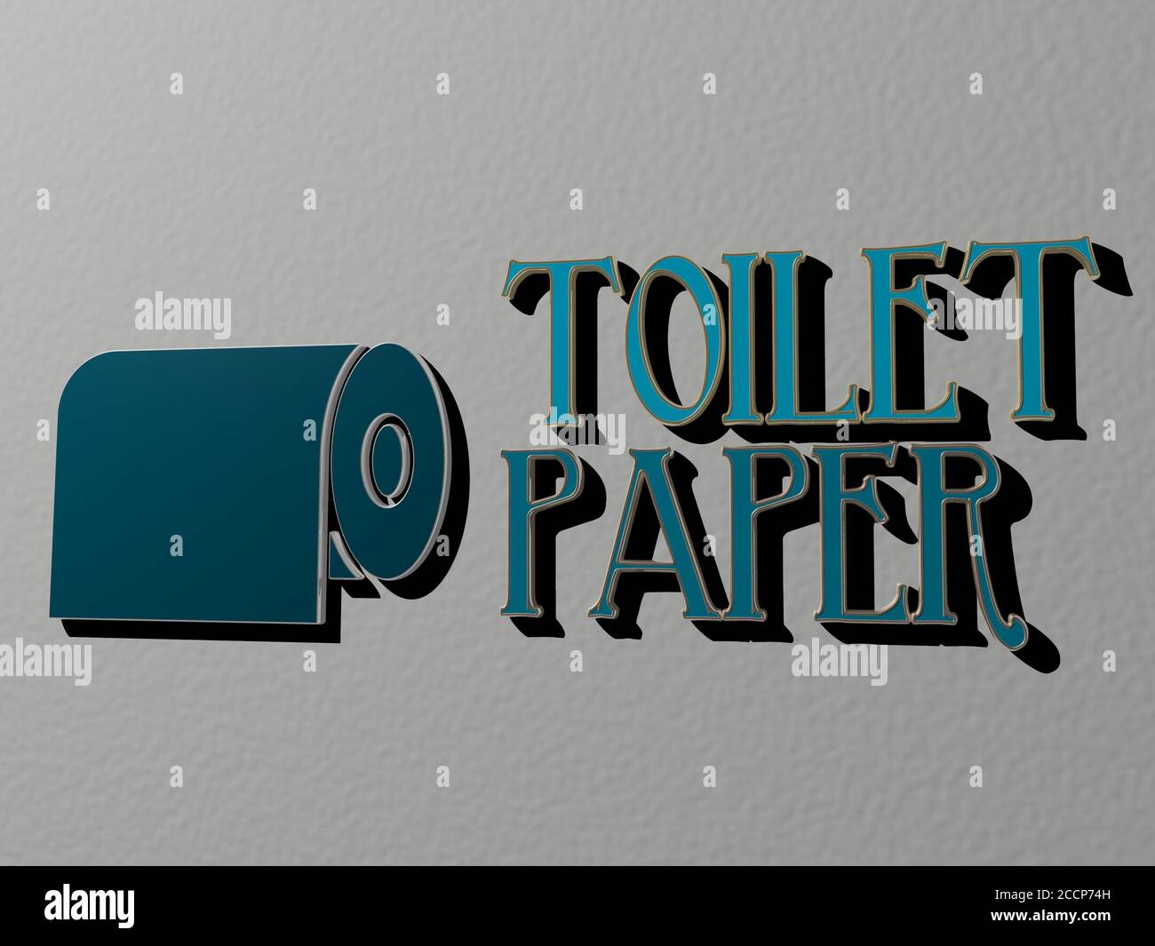toilet paper icon and text on the wall, 3D illustration Stock Photo - Alamy