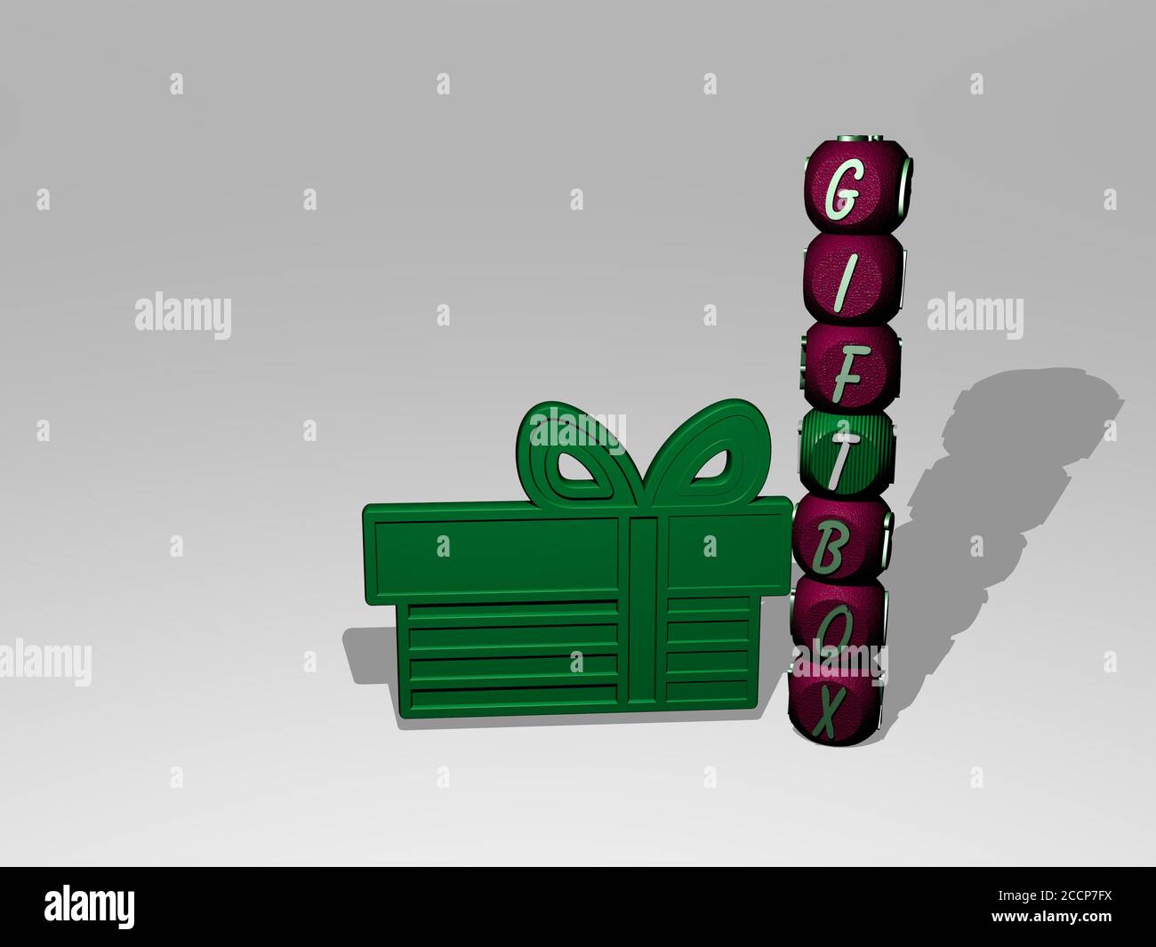 GIFTBOX text beside the 3D icon, 3D illustration Stock Photo - Alamy