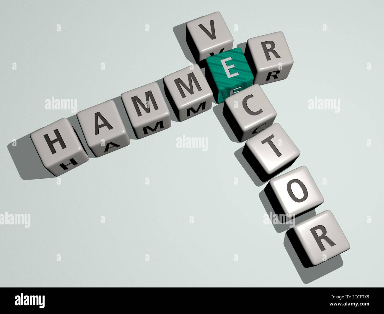 hammer vector crossword by cubic dice letters, 3D illustration Stock