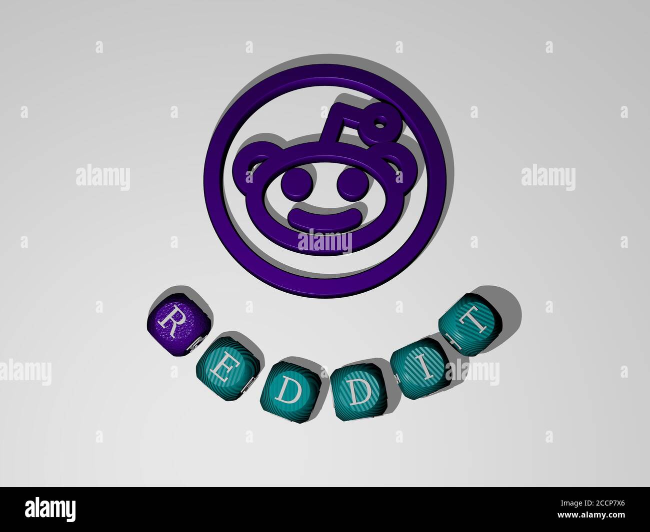 reddit text around the 3D icon, 3D illustration Stock Photo - Alamy