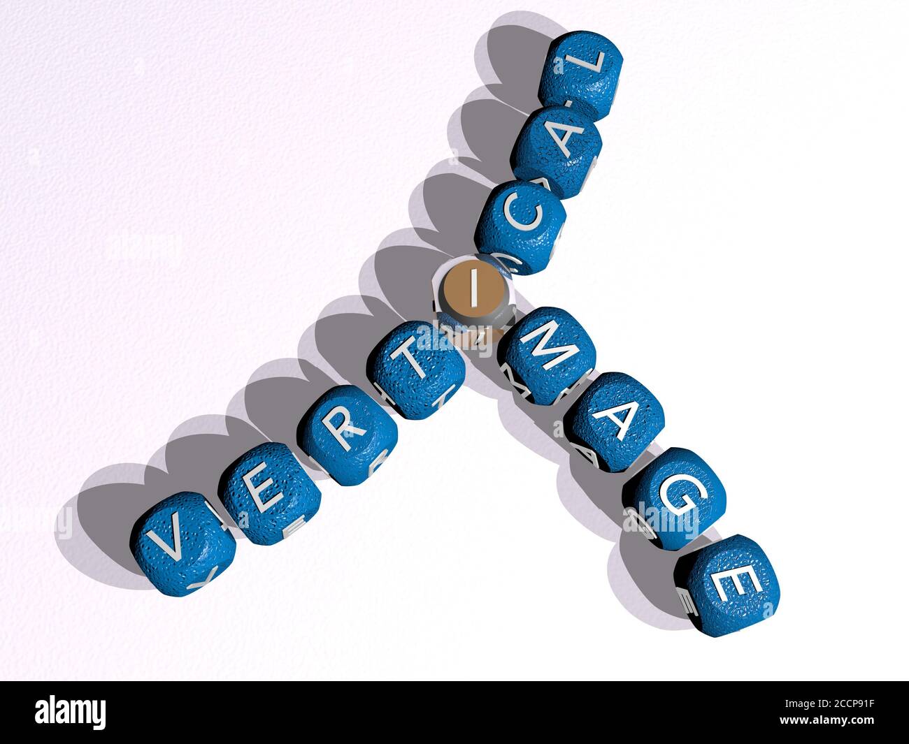 VERTICAL IMAGE crossword of curved text made of individual letters, 3D illustration Stock Photo