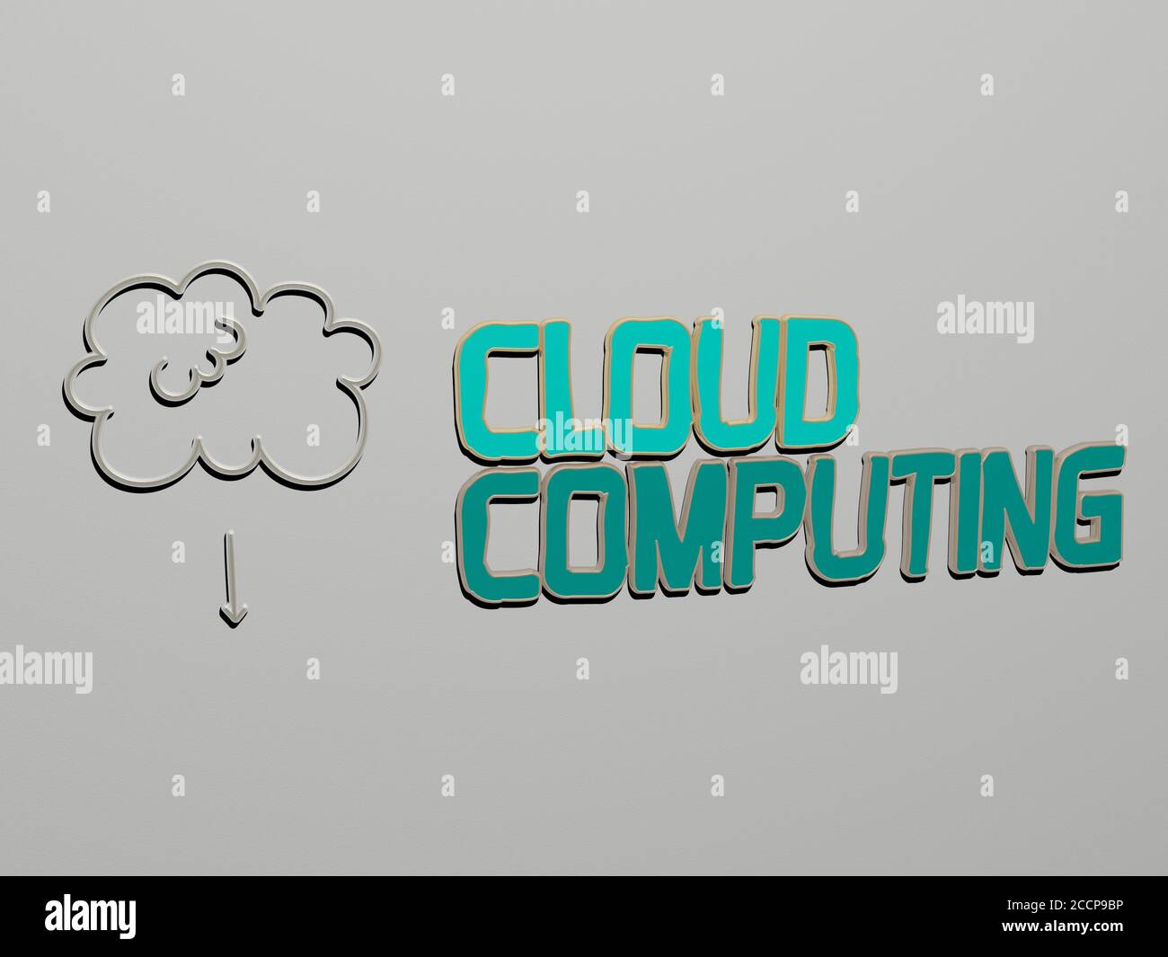 cloud computing icon and text on the wall, 3D illustration Stock Photo ...