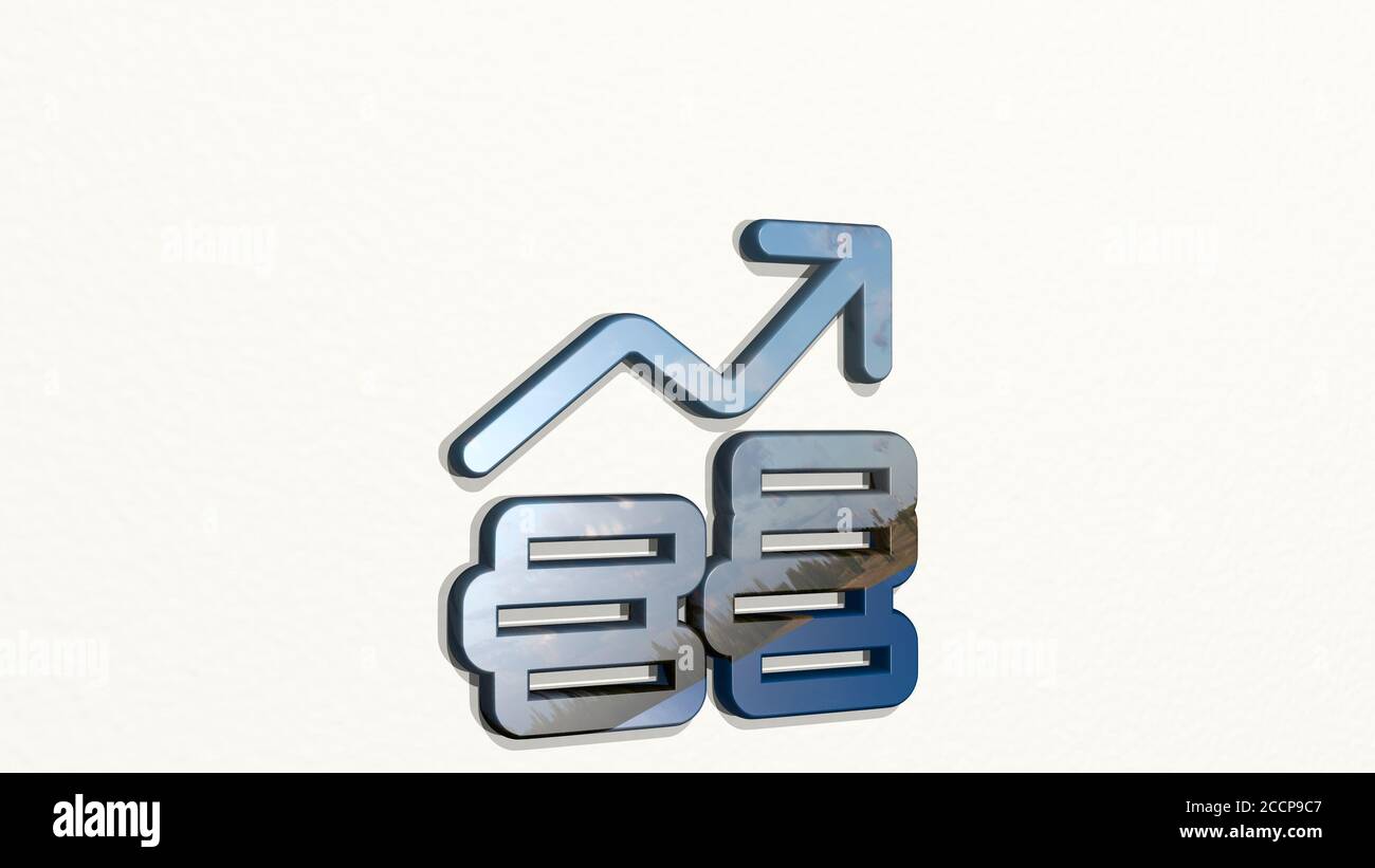 performance money increase 3D icon on the wall, 3D illustration Stock ...