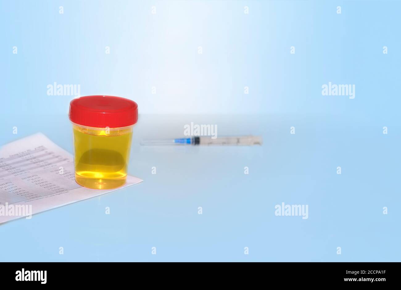 Urinalysis, Drug Testing, Drug, pills. Plastic jars for medical tests
