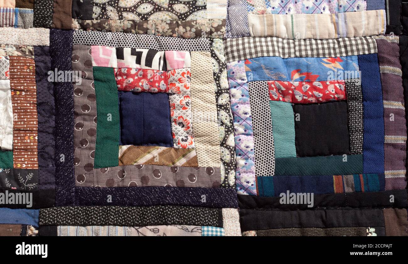 Colorful quilt, cover in close up. Rectangular, oblong texture, pattern ...