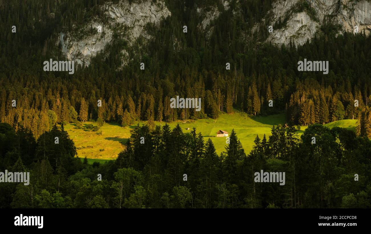 Landscape of the Château-d'Oex, Switzerland Stock Photo