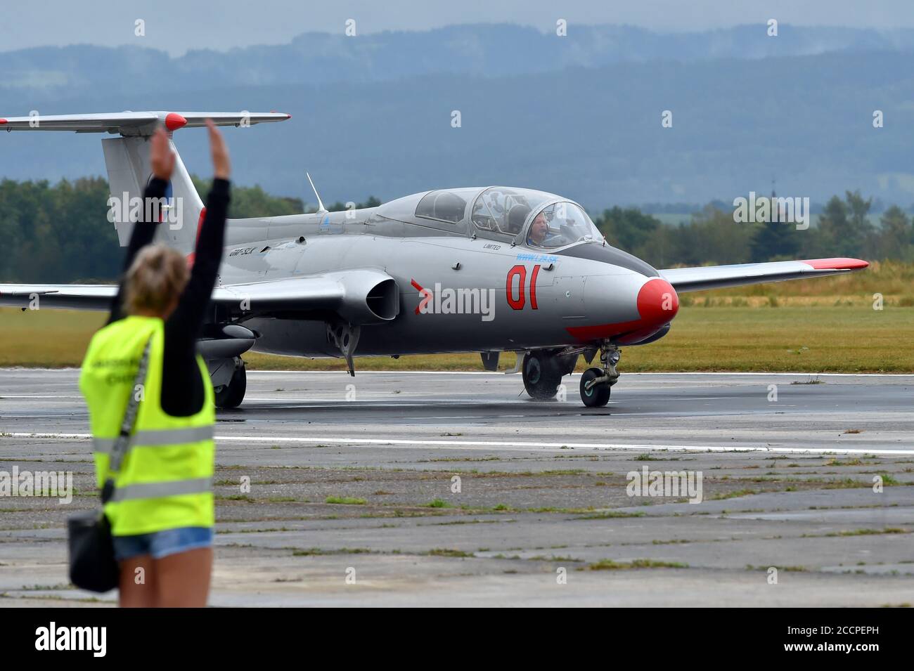 Aero L-29 Delfin (Dolphin) is seen during the two-day airshow in Cheb, Czech Republic, on August 22, 2020. (CTK Photo/Slavomir Kubes) Stock Photo