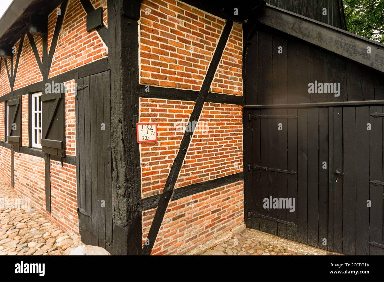 Old German house building method, called timber framing. This is still in use in Germany. Stock Photo