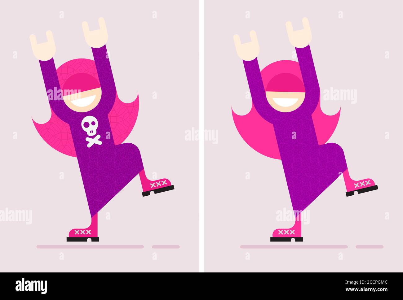 Smiley Rocker Girl Colored isolated on a light background Funny Rocker Girl Dancing vector ...