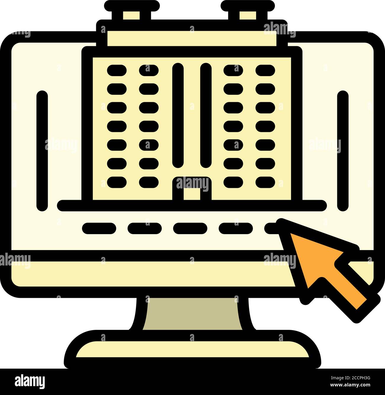 Computer architect plan icon. Outline computer architect plan vector icon for web design isolated on white background Stock Vector