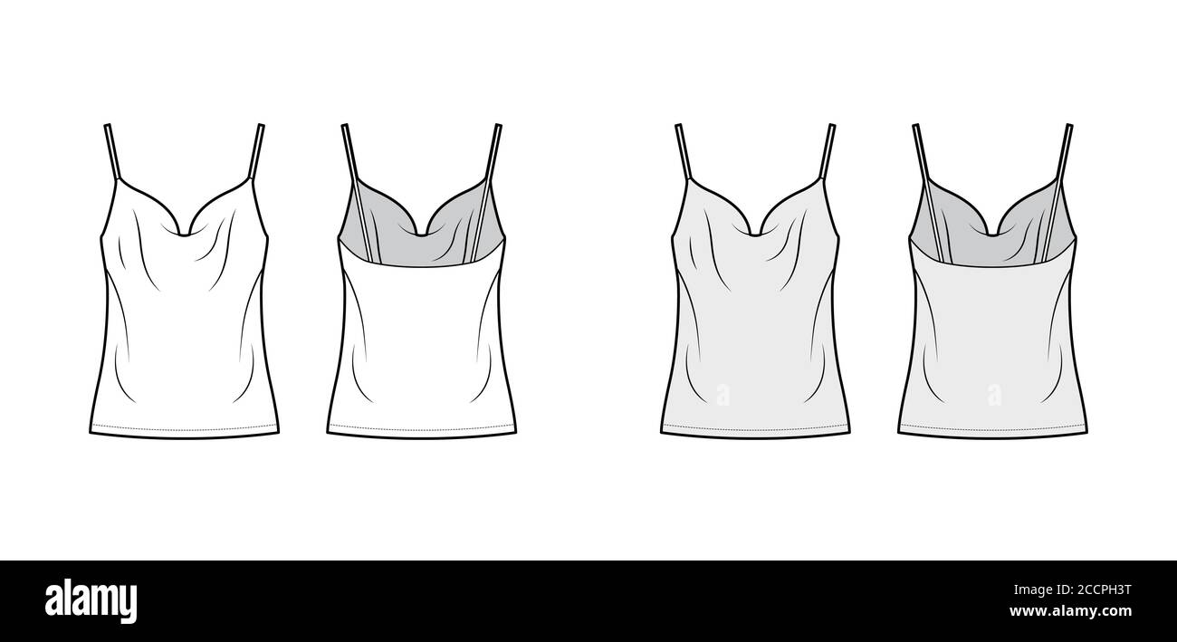 Set of Necklines Tank Clothes - Tops, Cami, One Shoulder, Scoop, Racerback,  V-neck, Cowl, Strap Technical Fashion Stock Vector - Illustration of girl,  shirt: 259216159