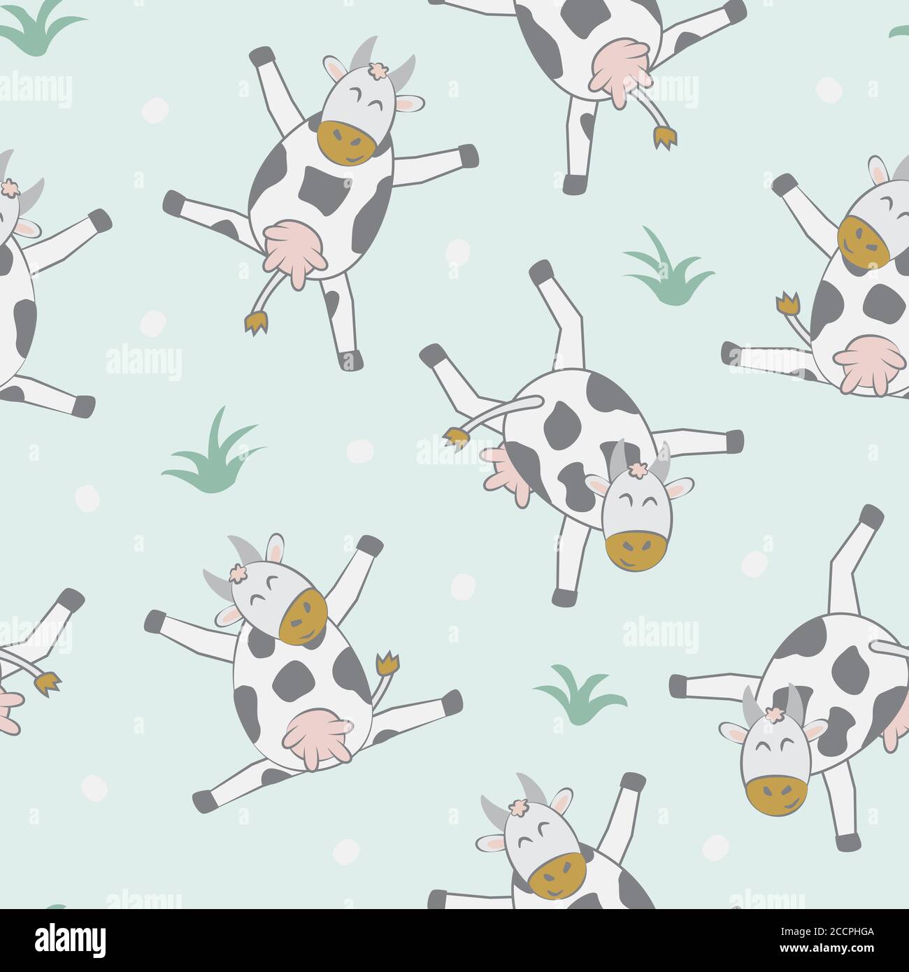 Childish seamless pattern with cute cow. Creative texture for fabric, textile Stock Vector