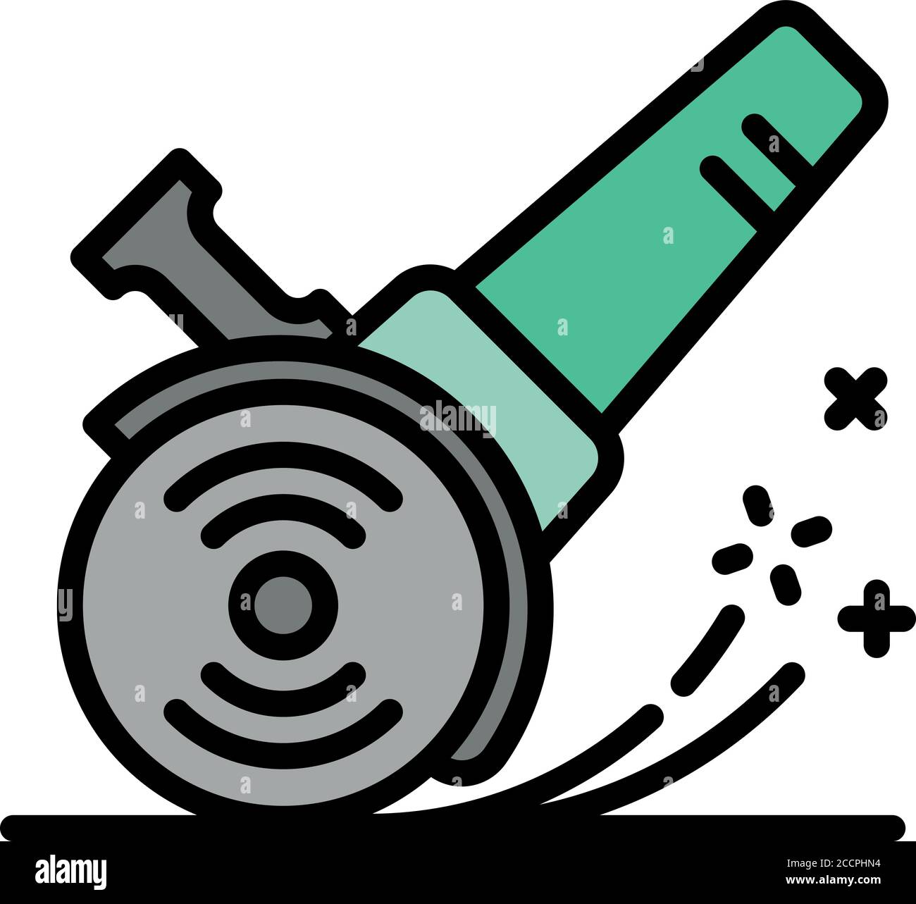 Working angle grinder icon. Outline working angle grinder vector icon for web design isolated on white background Stock Vector