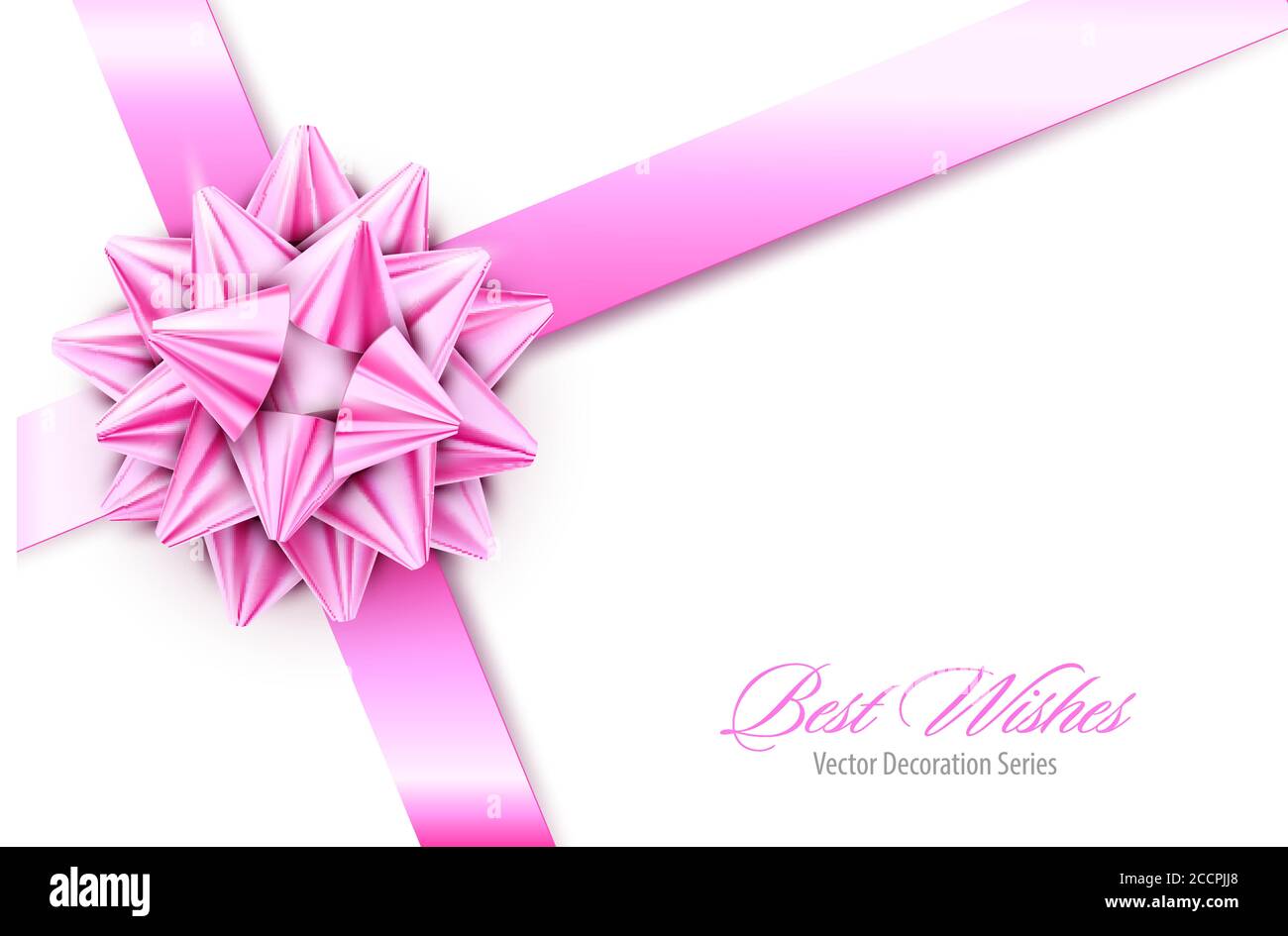 Vector Pink Realistic Bow with Ribbons Isolated on White Background ...