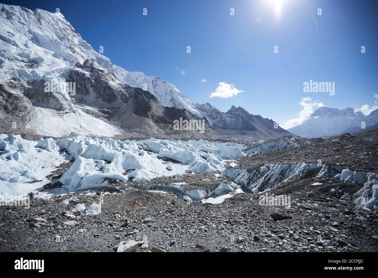 khumbu glacier snow mountain Stock Photo