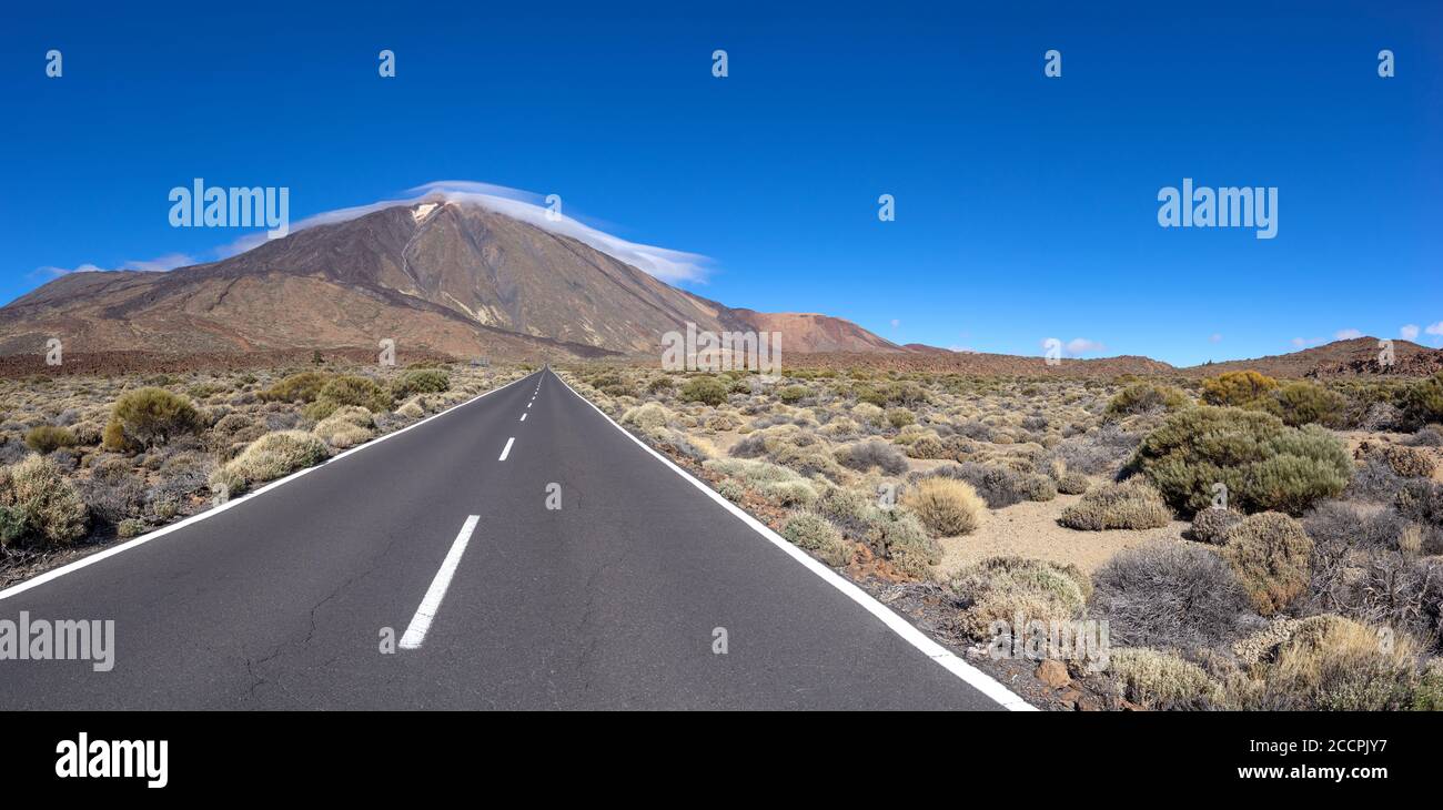 Road to the mountain Teide on the island of Tenerife, Canary Islands Stock Photo