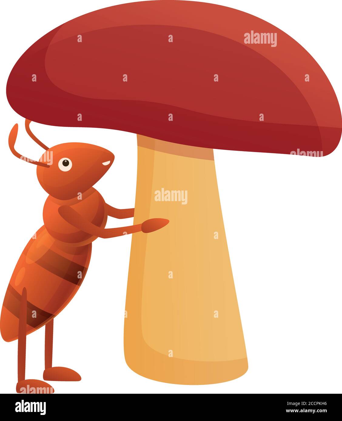 Ant under mushroom icon. Cartoon of ant under mushroom vector icon for web design isolated on white background Stock Vector