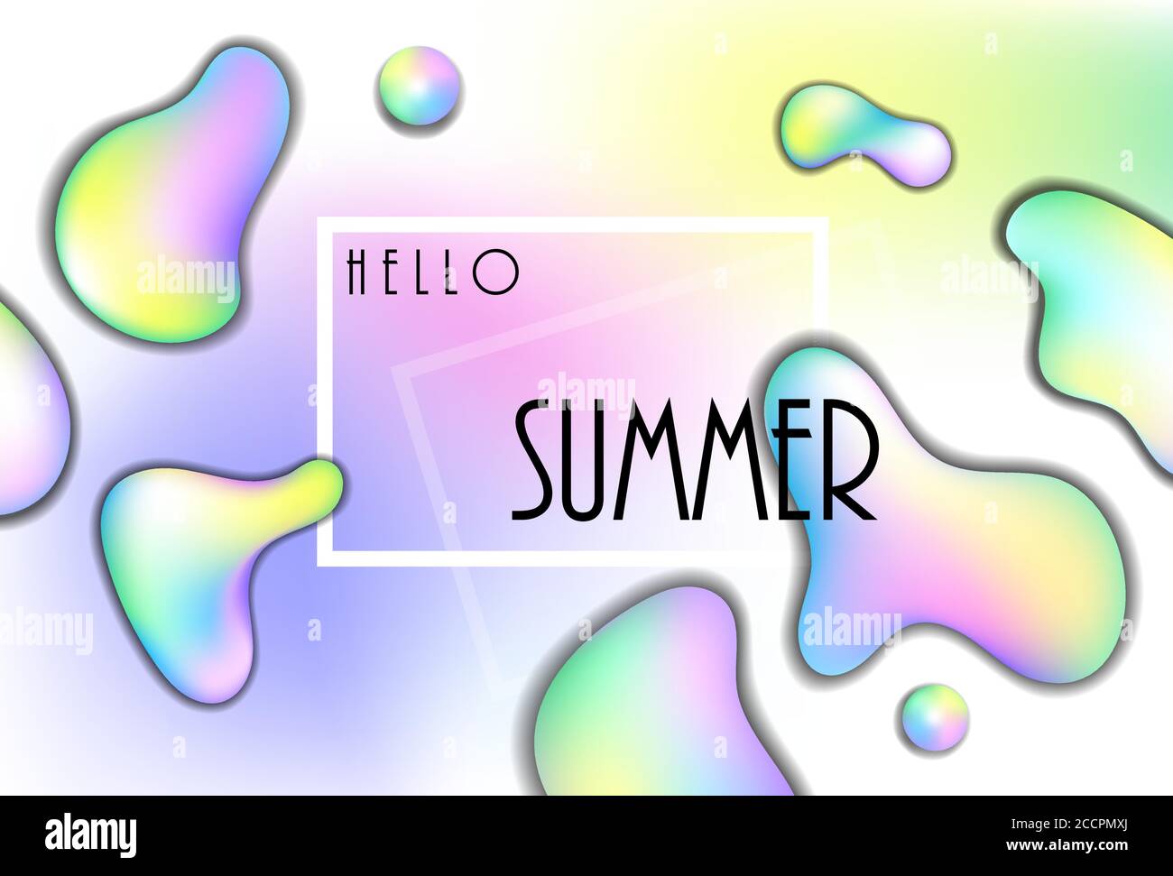 Hello Summer Vector Banner Template With Rainbow Color Shapes Summer Seasonal Banner Template For Social Media Horizontal Card With Floating Shapes Stock Vector Image Art Alamy