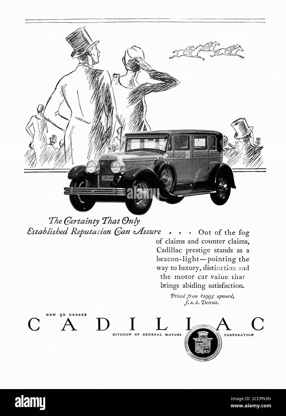 Advertisement circa 1927, for Cadillac, a division of General Motors Stock Photo