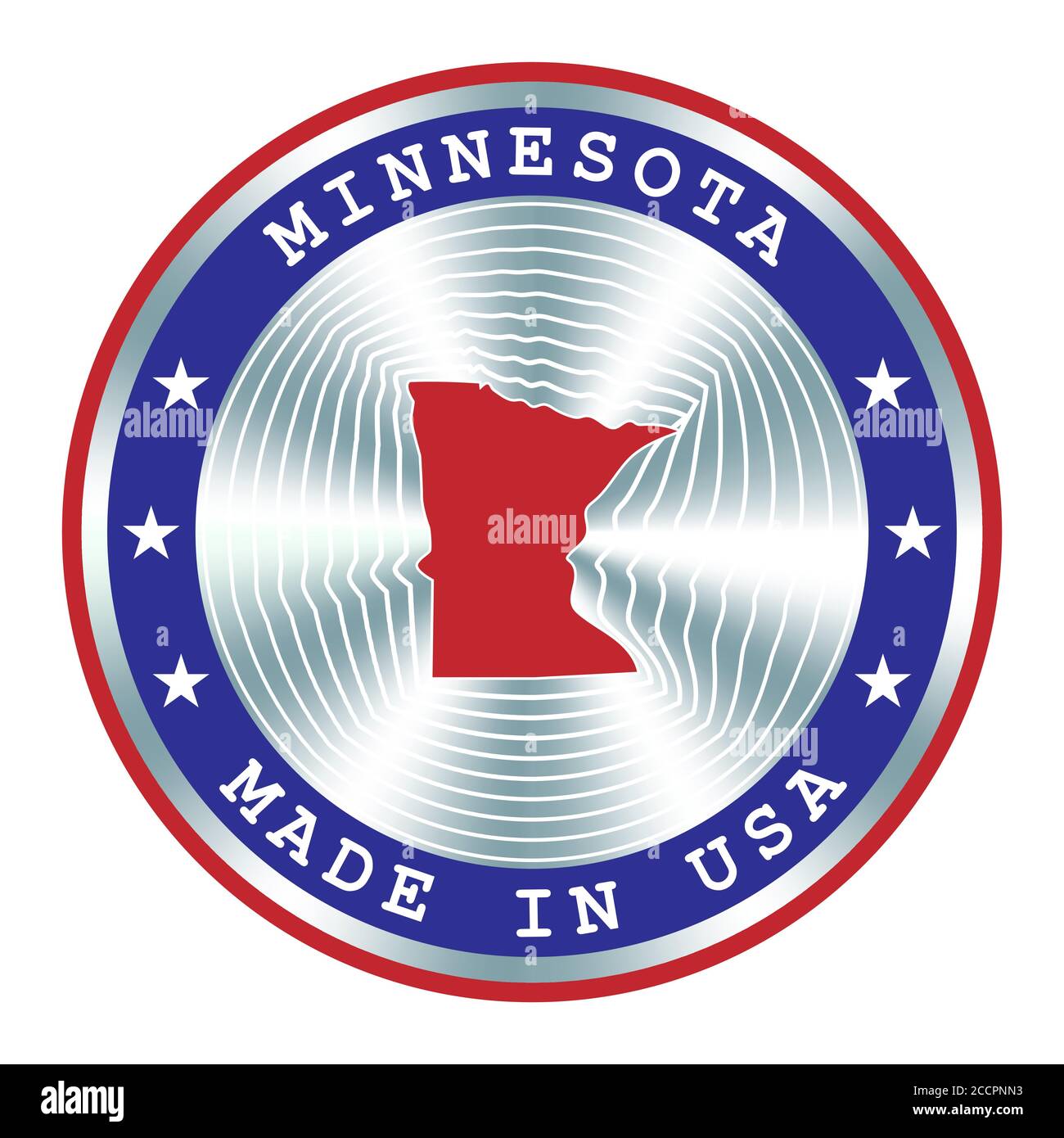 Made in Minnesota local production sign, sticker, seal, stamp.Round hologram sign for label design and national USA marketing Stock Vector