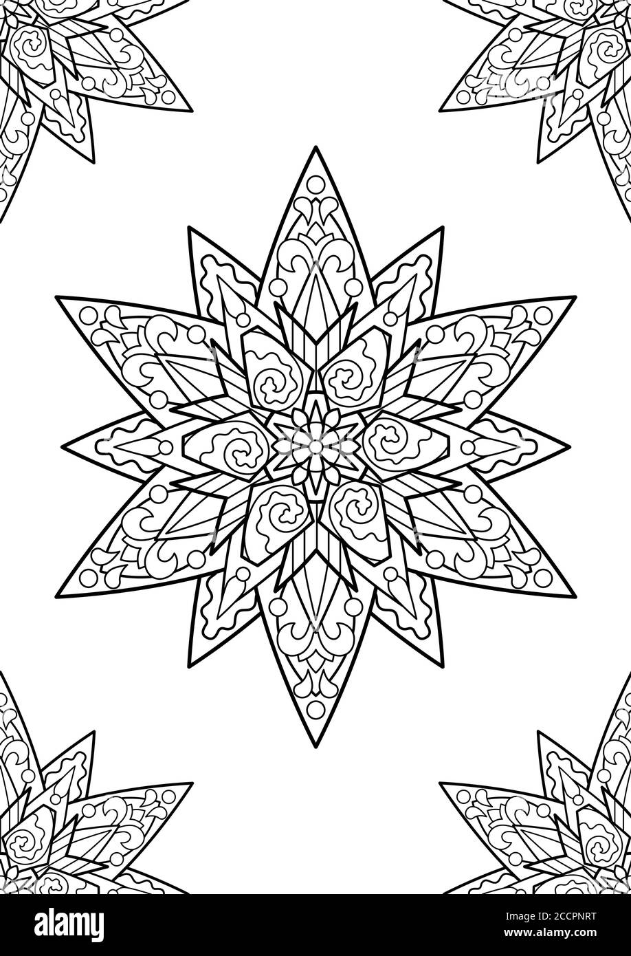 Abstract Mandala Coloring Book Black And White Vector Ornament On Vertical Page Adult Coloring Page With Abstract Ornament Round Medallion With Bla Stock Vector Image Art Alamy