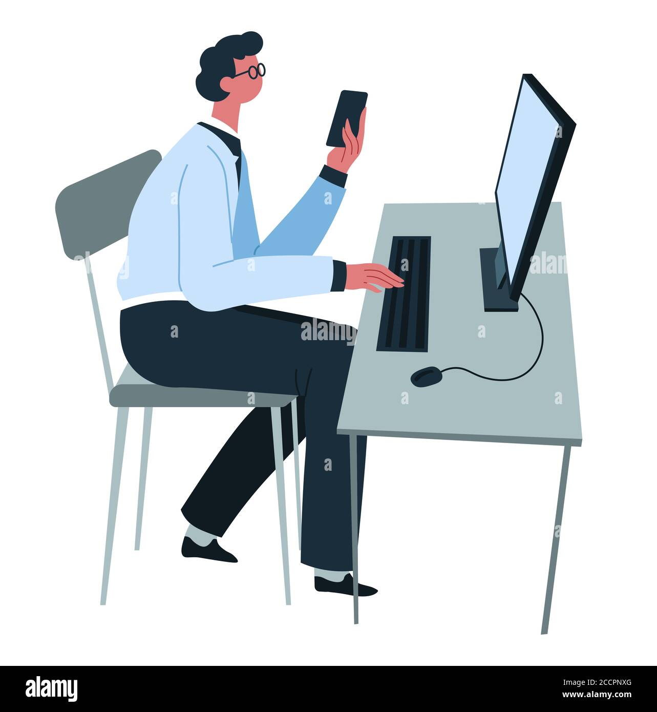 Man working from home or at office vector Stock Vector