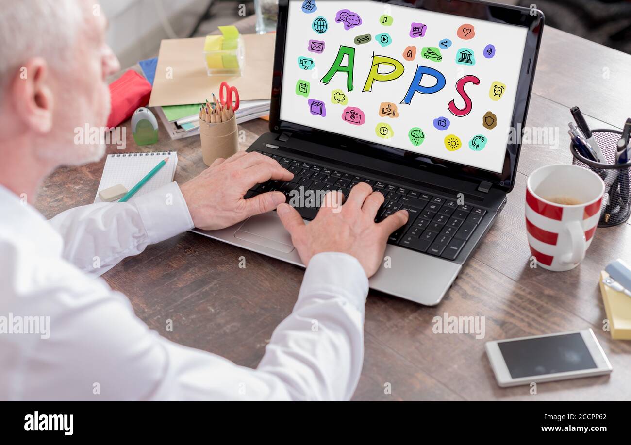 Apps concept shown on a laptop screen Stock Photo