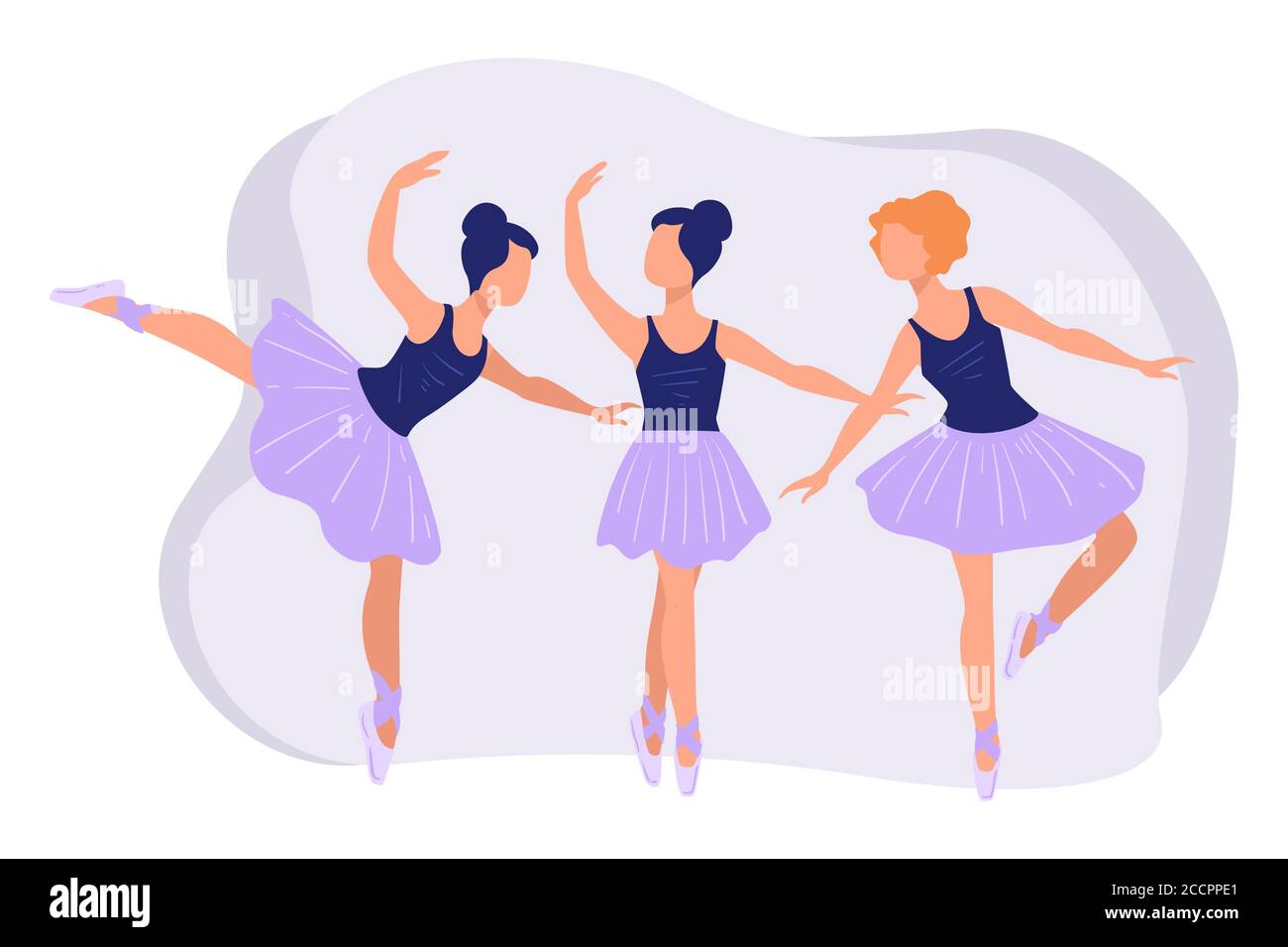 Female ballet dancers practicing, preparing for stage performance Stock Vector