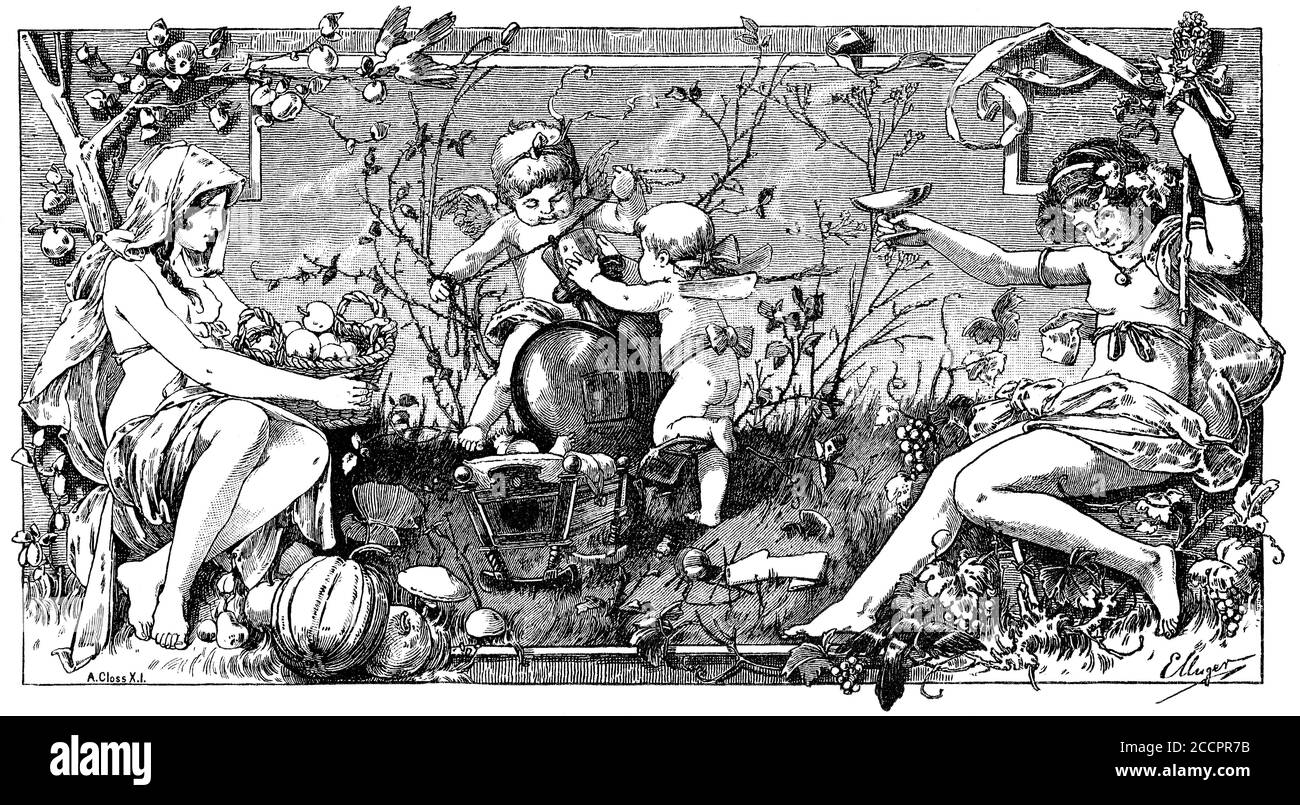 Die vier Jahreszeiten, The four seasons, a poem Johann Wolfgang von Goethe Stock Photo