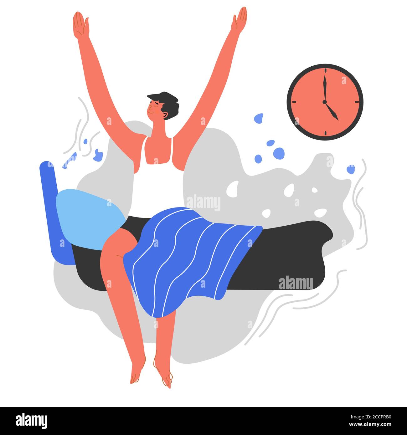 Waking up early, energetic man with healthy habits Stock Vector