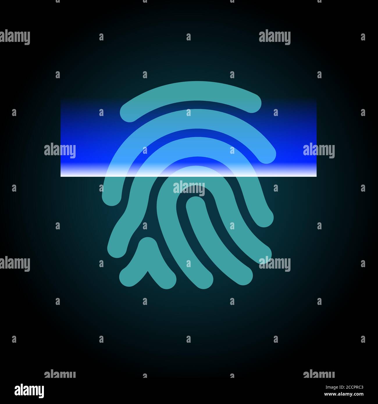 Abstract fingerprints scanning process - access control system, security, data protection Stock Vector